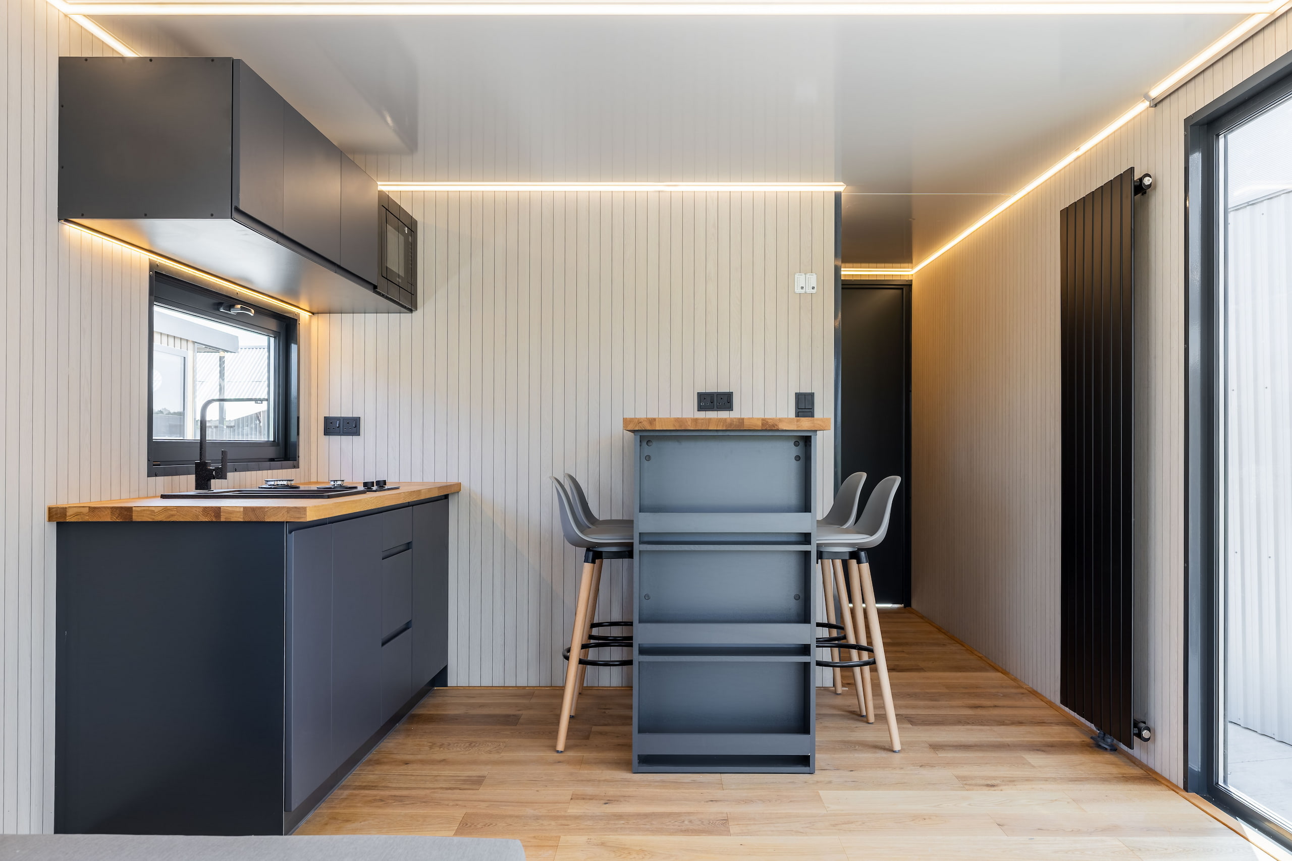 kitchen in new floating house Europe
