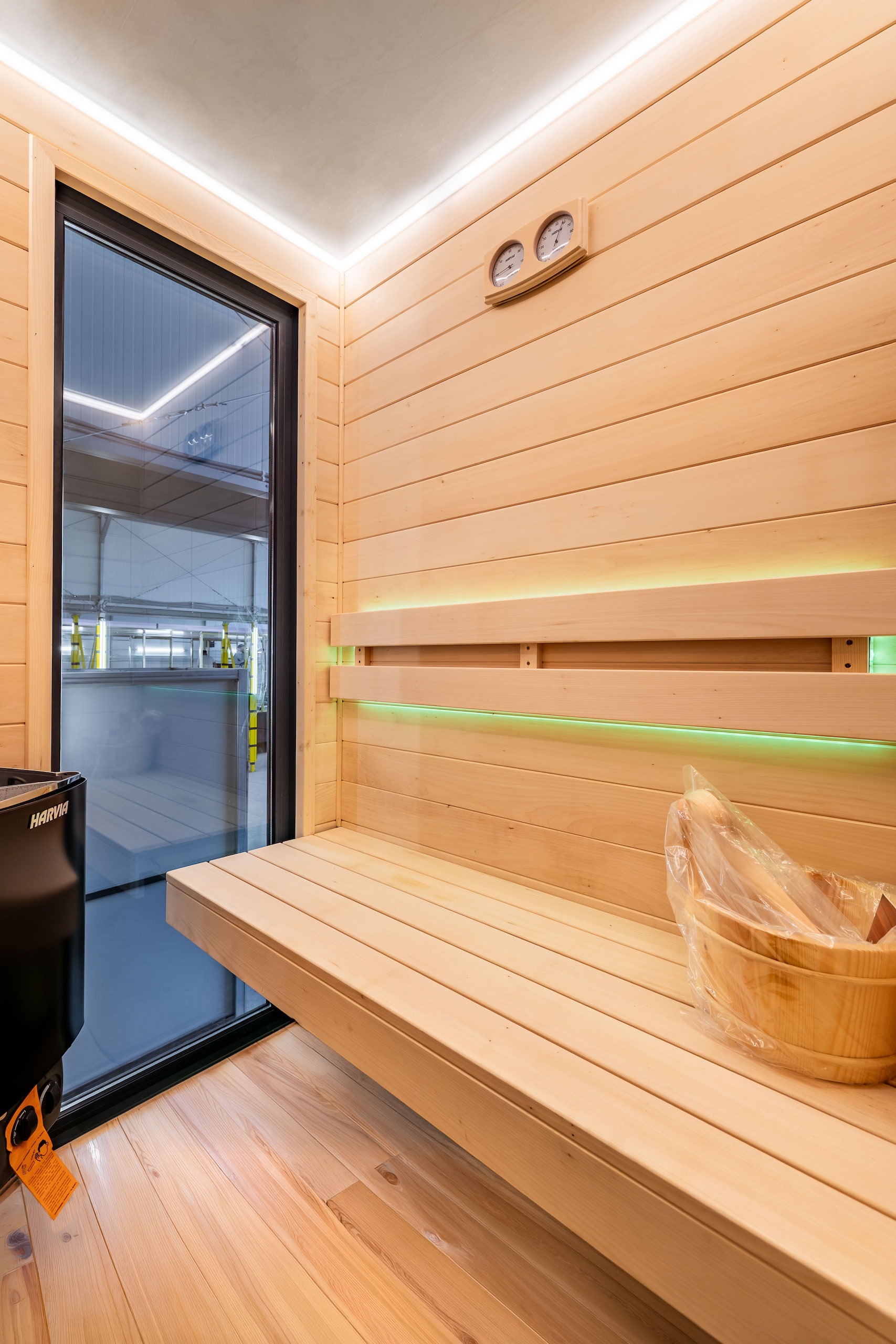 modern floating home sauna