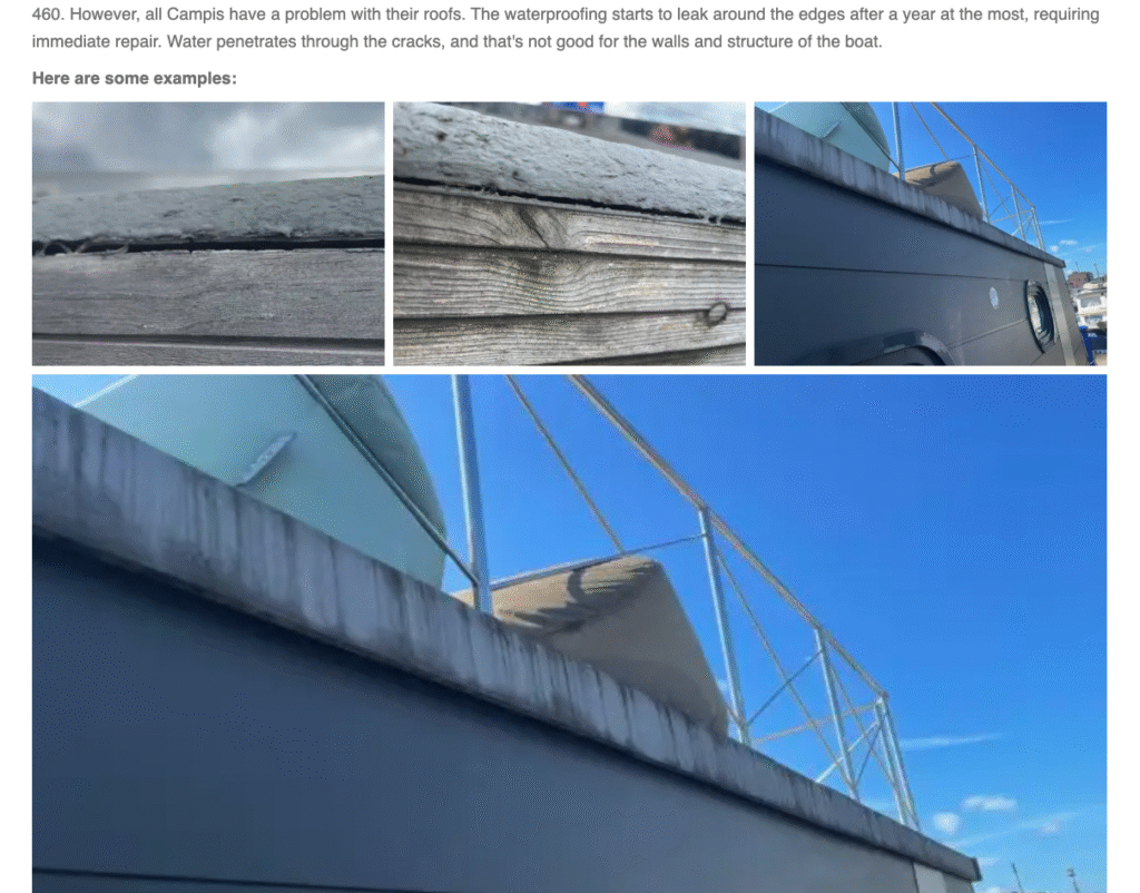 campi boat roof leaks